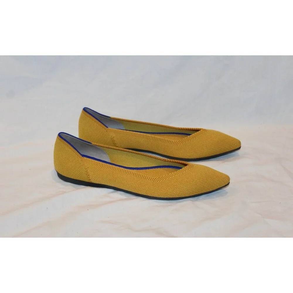 Rothy’s The Point Flats Pointed Toe Shoes Women’s 7 MARIGOLD BLUE NEW